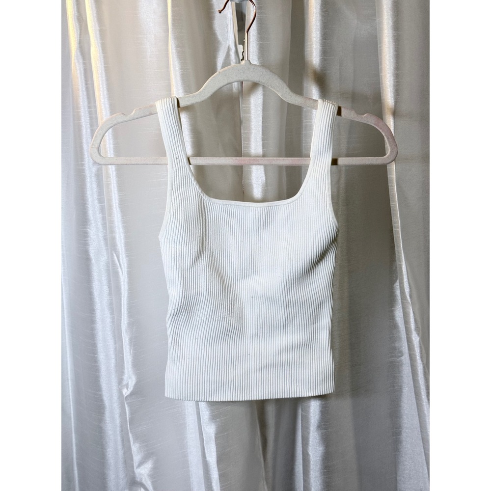 Babaton Tank Top Womens XS White Excellent Ribbed Square Neck Sculpt Knit